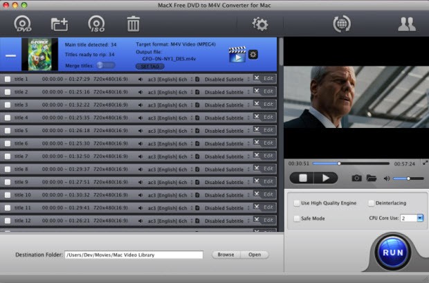 MacX Free DVD to M4V Converter for Mac 4.1.9