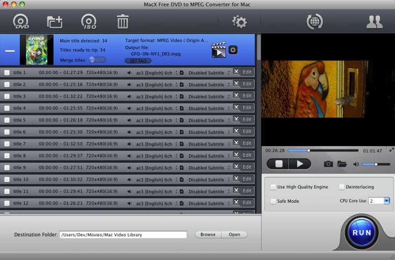 MacX Free DVD to MPEG Converter for Mac 4.1.9