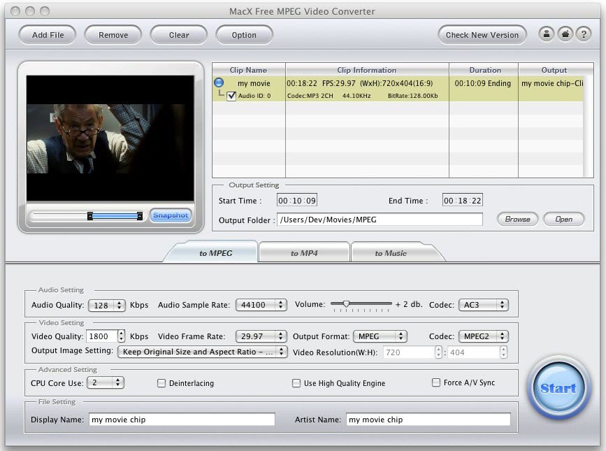 MacX Free MPEG Video Converter for Mac 2.5.6