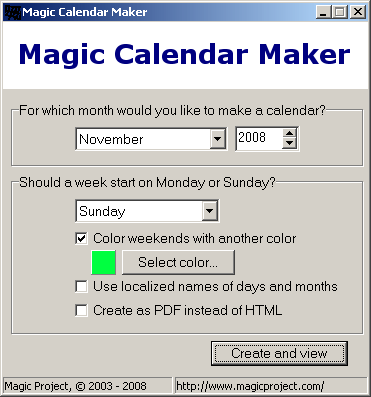 Magic Calendar Maker 2.8