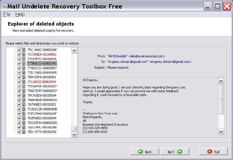 Mail Undelete Recovery Toolbox Free 2.0.9