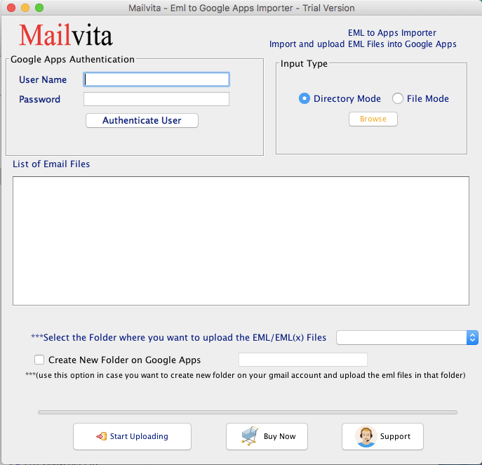 MailVita EML to G Suite Importer for Mac 1.0