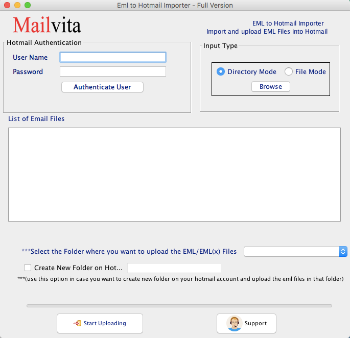 MailVita EML to Hotmail Importer for Mac 1.0
