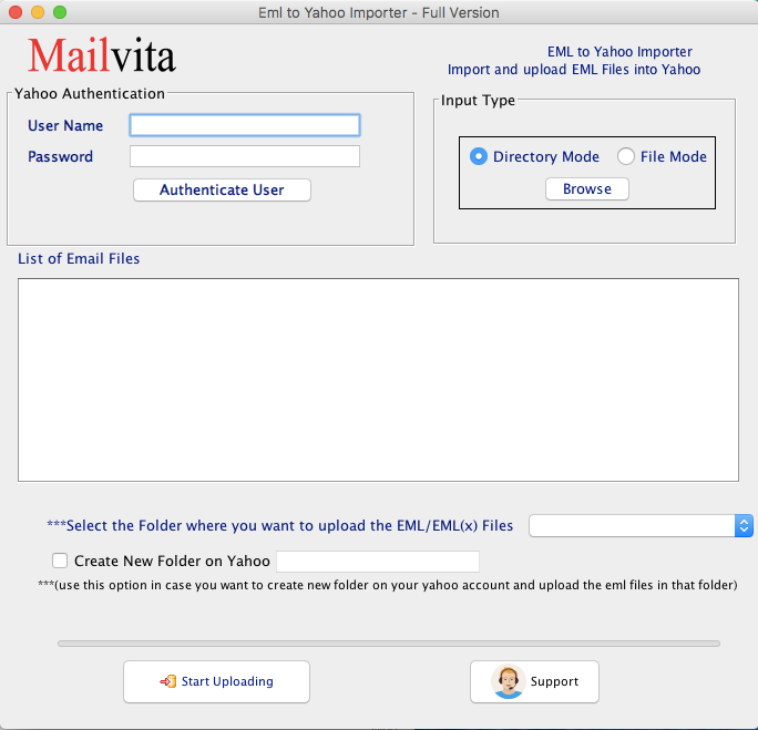 MailVita EML to Yahoo Importer for Mac 1.0