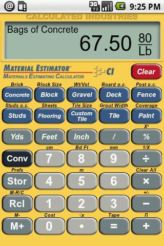 Material Estimator Calculator 1.0.5