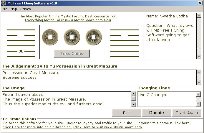 MB Free I Ching Software 1.55
