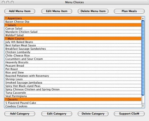 Meal Planning for Mac OS X 3.2.2