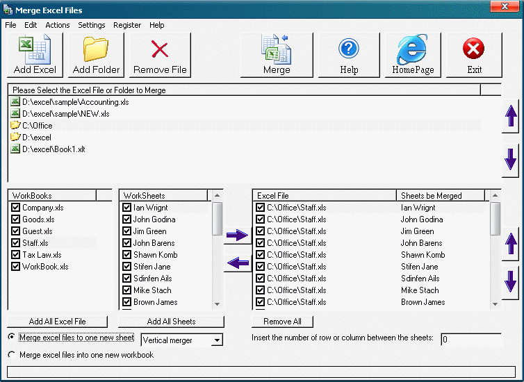 Merge Excel Files 2009.9.18