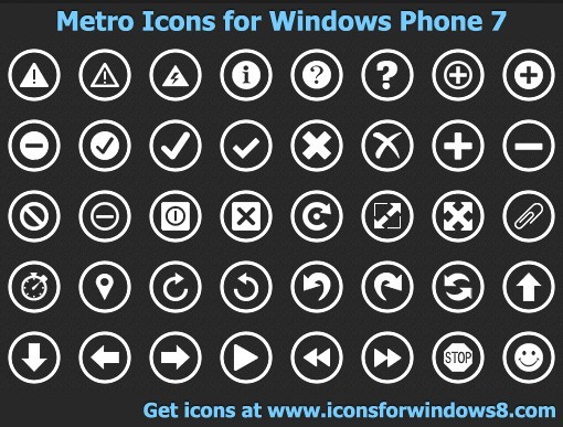 Metro Icons for Windows Phone 7 2012.1