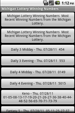 Michigan Lottery Winning Numbe 1.0