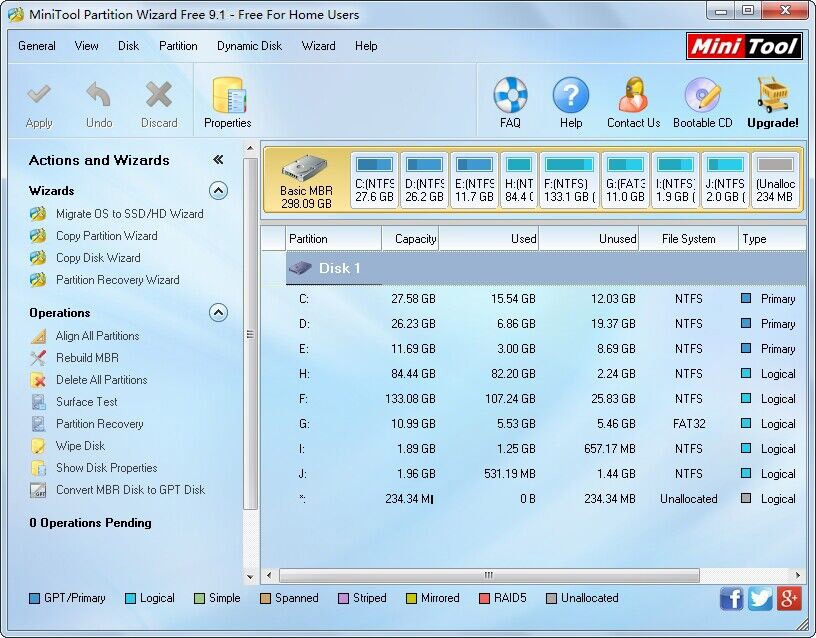 MiniTool Partition Wizard Free Edition 9.1.0
