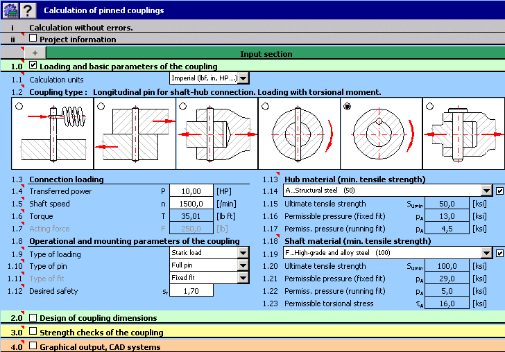 MITCalc - Pinned couplings 1.15