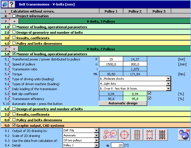 MITCalc - V-Belts Calculation 1.19