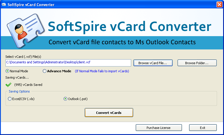 Move vCards to Outlook 2007 3.8