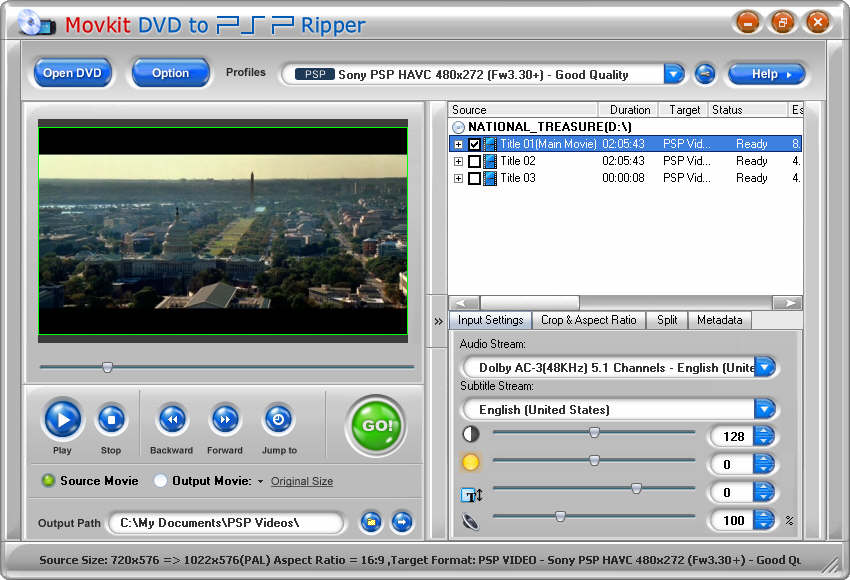 Movkit DVD to PSP Ripper 5.0.0