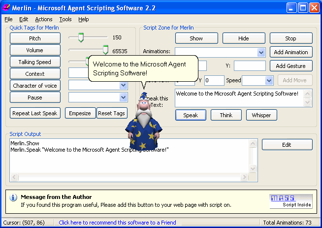 MS-Agent Scripting Software 2.3