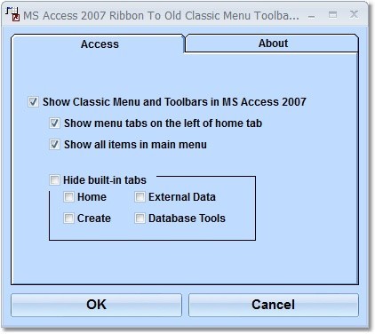 MS Access 2007 Ribbon To Old Classic Menu Toolbar Interface Software 7.0
