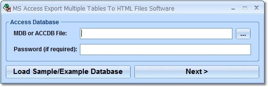 MS Access Export Multiple Tables To HTML Files Software 7.0