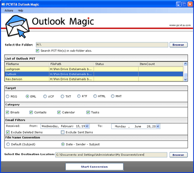 MS Outlook PST Conversion Tool 3.1