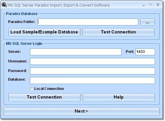 MS SQL Server Paradox Import, Export & Convert Software 7.0