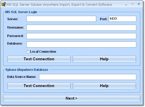 MS SQL Server Sybase iAnywhere Import, Export & Convert Software 7.0