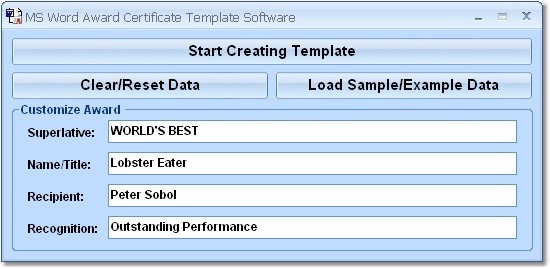 MS Word Award Certificate Template Software 7.0