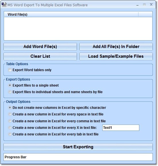 MS Word Export To Multiple Excel Files Software 7.0