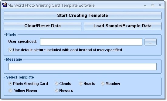 MS Word Photo Greeting Card Template Software 7.0