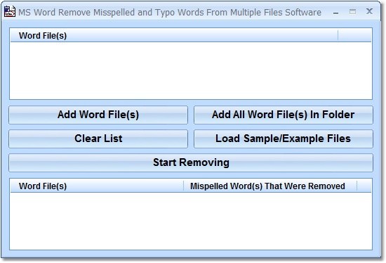 MS Word Remove Misspelled and Typo Words From Multiple Files Software 7.0