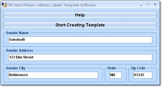 MS Word Return Address Labels Template Software 7.0
