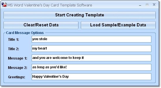 MS Word Valentine`s Day Card Template Software 7.0