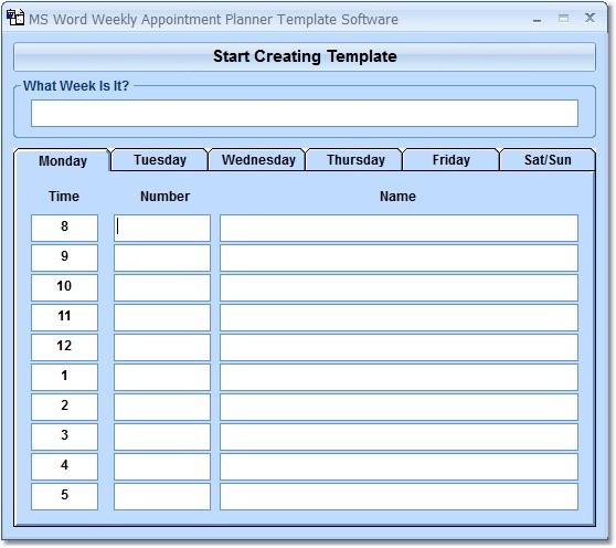 MS Word Weekly Appointment Planner Software 7.0