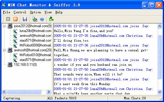 MSN Chat Monitor and Sniffer 3.3