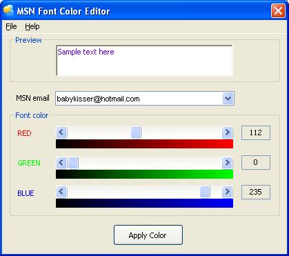 MSN Font Color Editor 1.734