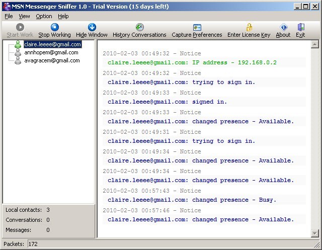 MSN Messenger Sniffer 1.2.8.06