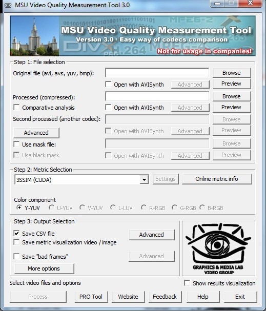 MSU Video Quality Measurement Tool 3.0