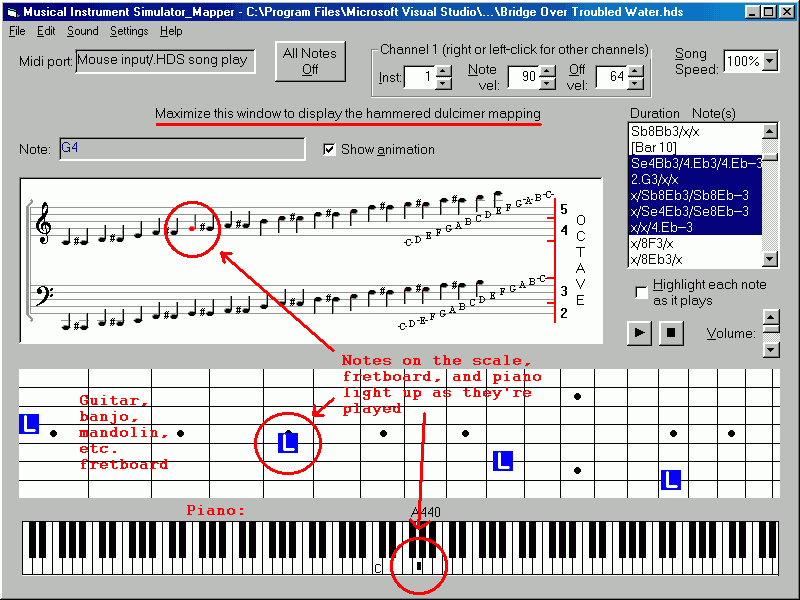 Musical Instrument Simulator/Note Mapper 6.12