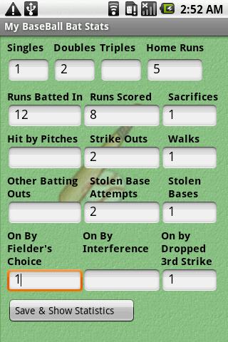 My BaseBall Bat Stats 3.4