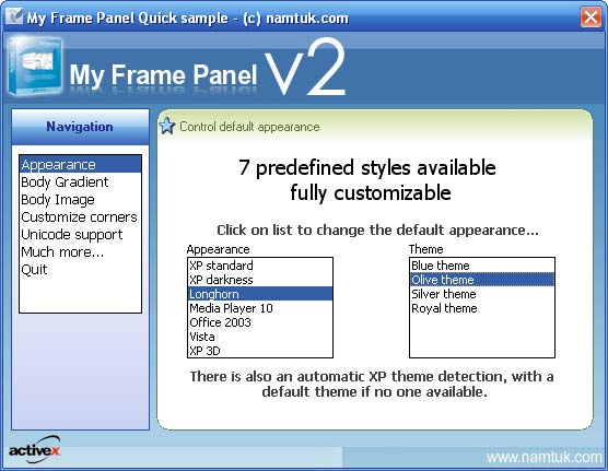 My Frame Panel ActiveX 2.00