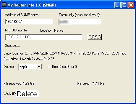 My Router Info via SNMP 1.0
