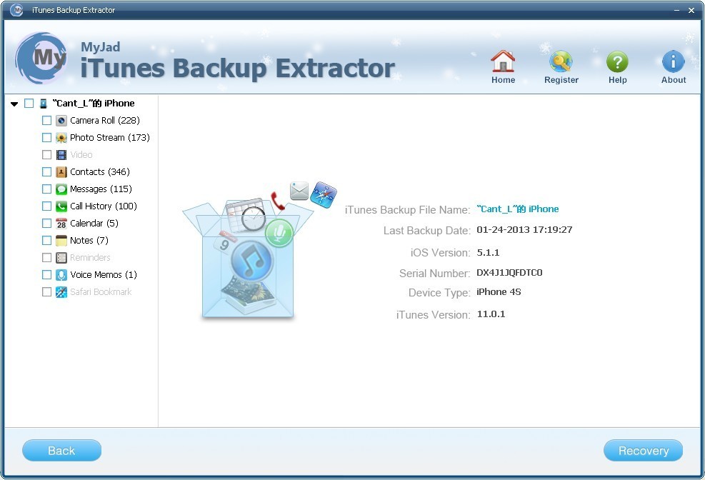 MyJad iTunes Backup Extractor 5.0.0.1