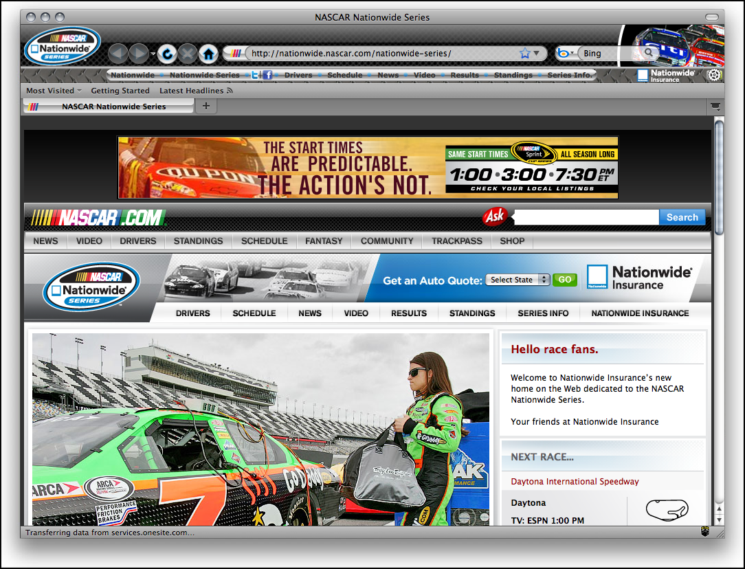 NASCAR Nationwide Series Firefox Theme 1.1