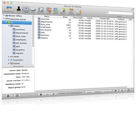 Navicat for MySQL Database Client for Mac OS X - Compatible with Mac OS X Lion! 10.0.0