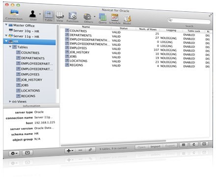 Navicat for Oracle database editor (Mac OS X) - Your best Oracle Visual Query Builder 10.0.0