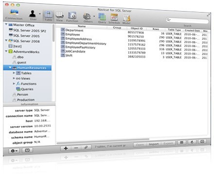 Navicat for SQL Server Database Client for Mac OS X - Compatible with Mac OS X Snow Leopard! 10.0.0