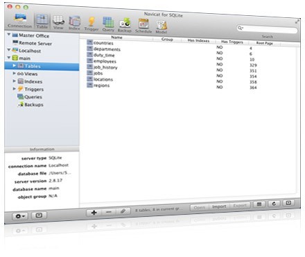 Navicat for SQLite - The World Best SQLite GUI Admin Tool for Mac OS X - Download Now! 10.0.0