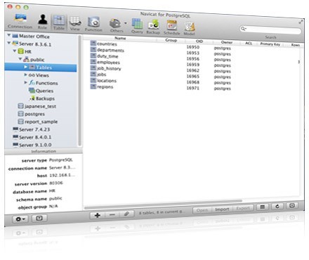 Navicat PostgreSQL - The Most Popular PostgreSQL Client tool for Mac OS X ( Lion Compatible!) 10.0.0