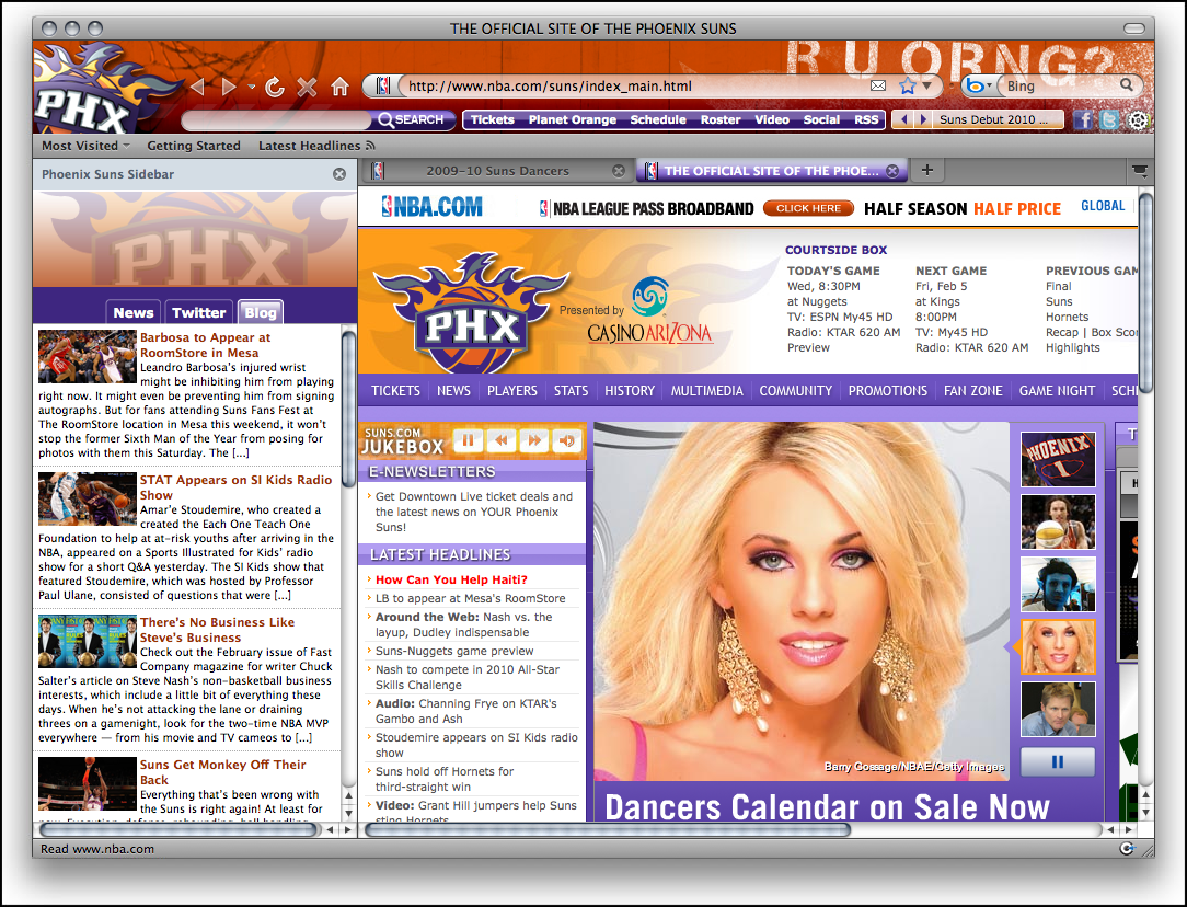 NBA Phoenix Suns Firefox Theme 1.0.4