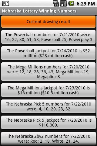 Nebraska Lottery Winning Numbe 1.0
