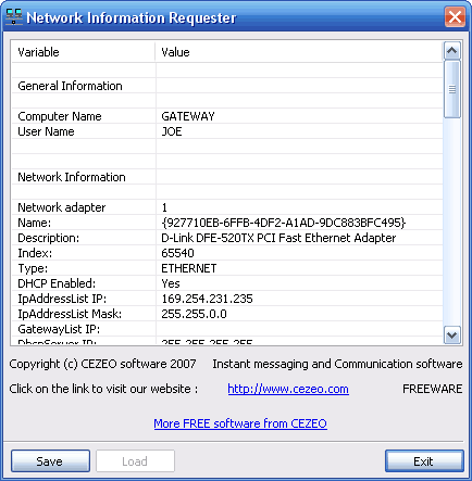 Network Info Requester 1.01